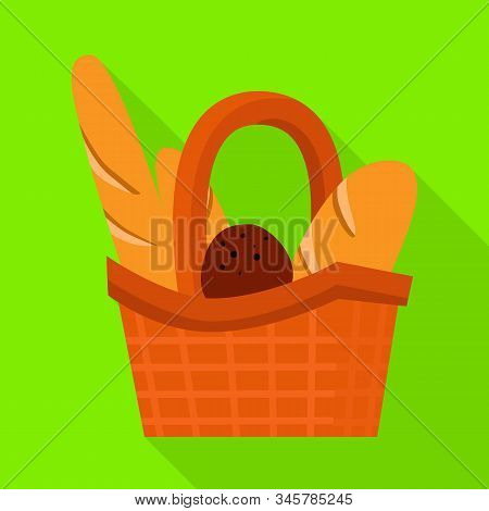 Vector Illustration Of Basket And Bread Logo. Collection Of Basket And Food Stock Symbol For Web.