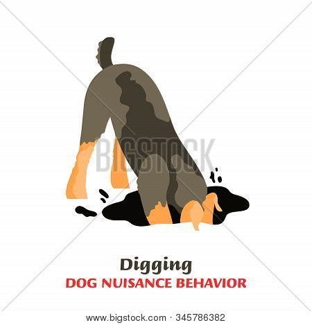 Dog Behavior Problem Icon. Domestic Animal Or Pet Language. Digging Dog. Left Alone. Doggy Reaction.