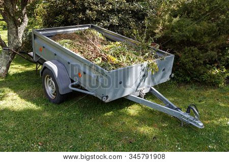 Trailer Full Of Garden Waste During Spring
