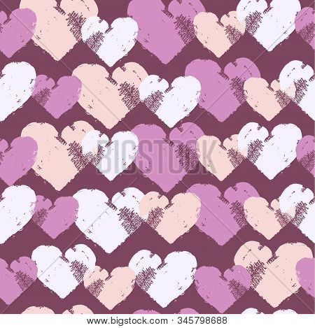 Hand Paint Acrylic Doodle Seamless Pattern With Hearts