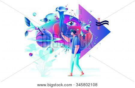 Abstract Xtreme Colorful Illustration Vr Technology Man Gamer Cyberpower Virtual Reality