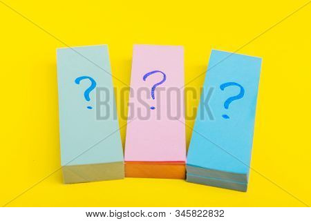 Many Question Mark Posters.  Written Reminders Tickets
