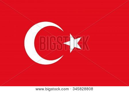 Turkish Flag White Star And Crescent Red Background