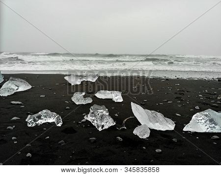 Iceland View Sky Landscape Travel Beach Black Sea Water Ice Coast