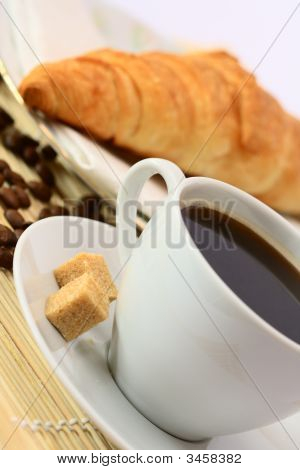 Breakfast With Coffee And Croissant
