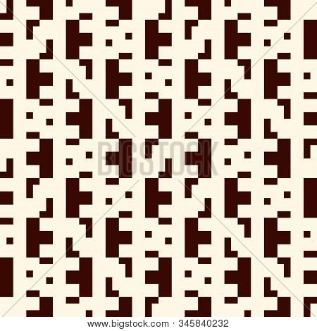 Repeated Creative Puzzle Mosaic. Geometric Seamless Pattern Design. Pixel Art Surface Texture. Conte