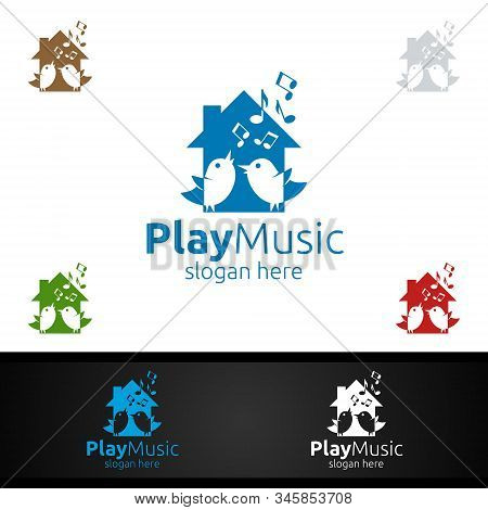 Music Logo With Home And Bird Concept