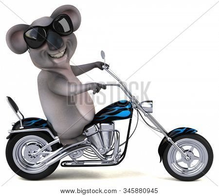 Fun cartoon Koala on a motorbicycle