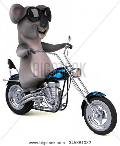 Fun cartoon Koala on a motorbicycle