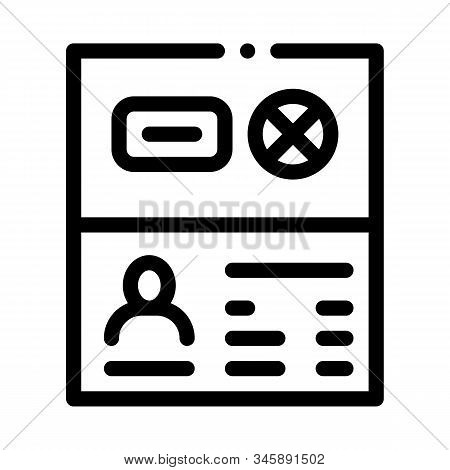 Passport Denial Icon Vector. Outline Passport Denial Sign. Isolated Contour Symbol Illustration