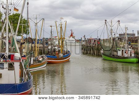 Fishing Village Named Neuharlingersiel Located In East Frisia, Germany