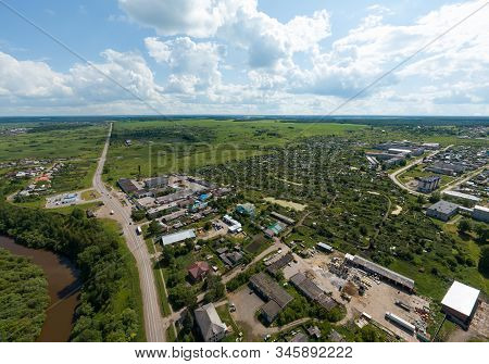 Aerial View Of Irbit City And Industrial Zone. Russia, Sverdlovsk Region, Summer, Sunny Day