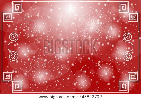 Abstract Red Background With Snow Falling Down And Lighting Effect. Chiness New Year Concept.