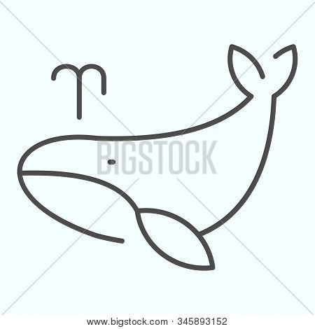 Whale Thin Line Icon. Marine Blower Fish Illustration Isolated On White. Whale With Water Fountain B