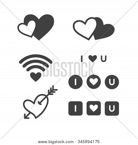 Happy Valentine Day Objects Set Isolated Over White. Flat Design Vector Illustration. Collection Of 