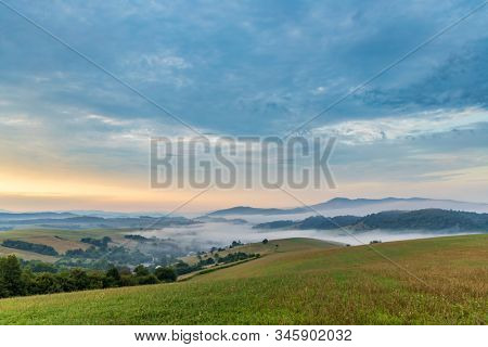 Morning fog under Vihorlat, Slovakia