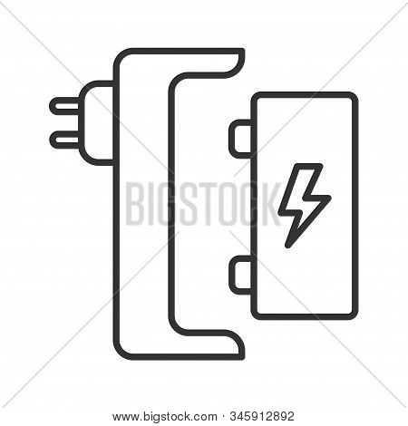 Battery Charger Black Line Icon. Harging For Electronic Devices Sign. Pictogram For Web Page, Mobile