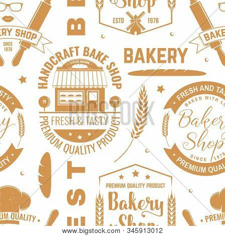 Bakery Shop Seamless Pattern Or Background. Vector Illustration. Seamless Bakery Pattern With With R