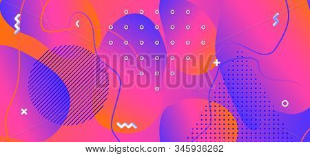 Blue Fluid Shapes. Gradient Liquid Presentation. Abstract Geometric Brochure. Pink Graphic Artwork. 