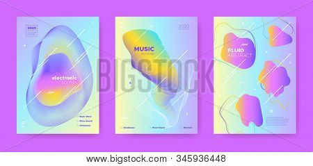 House Music Poster. Abstract Gradient Blend. Disco Club Flyer. Flow Shape. Pink Dance Music Poster. 
