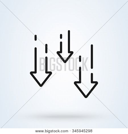 Decrease Reduce Arrow Line Icon. Vector Simple Modern Design Illustration.