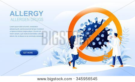 Allergy Flat Landing Page With Header, Banner Vector Template. Drugs For Treating Allergy Symptoms, 