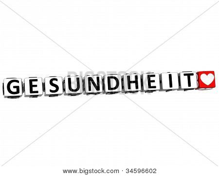 3D sundhed i tysk sprog knap Klik her blok tekst