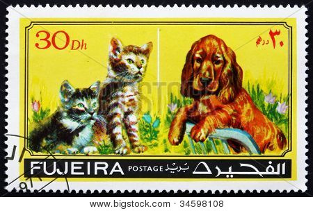 Posta pulu Fujeira 1971 köpek ve kedi, hayvan