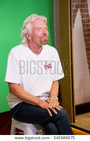 Behind The Scenes Interview With Ricard Branson On A Green Screen Video Tv Recording Set In A Virgin