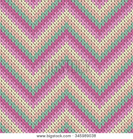 Woven Zigzag Chevron Stripes Christmas Knit Geometric Vector Seamless. Plaid Stockinet Ornament. Cla