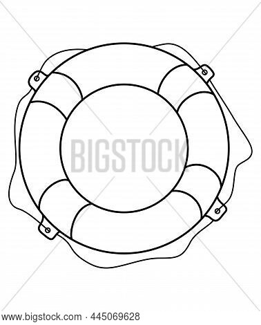 Lifebuoy. Yacht Inventory. Line Drawing Design. Vector Illustration.