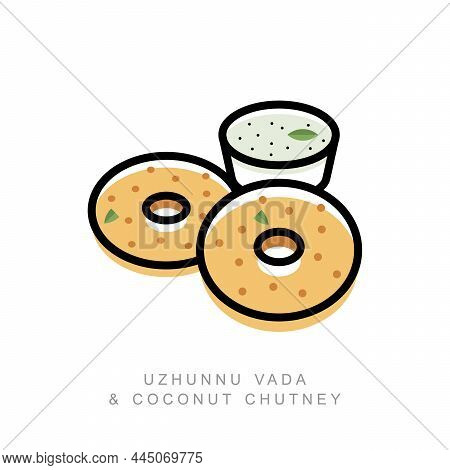 Uzhunnu Vada Lso Known As Medu Vada Or Urad Dal Fritters Is A Baked And Fried Indian Snack With Coco