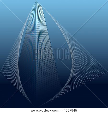 Símbolo de Scyscraper abstrata em tom azul.