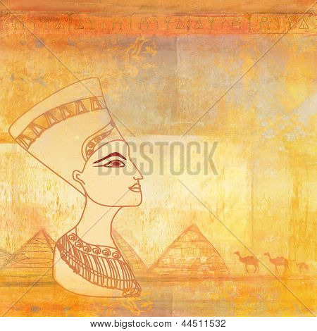 Gamla papper med egyptiska drottningen