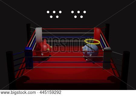 3d Render Of An Angel And A Devil, Or Good And Evil, About To Box