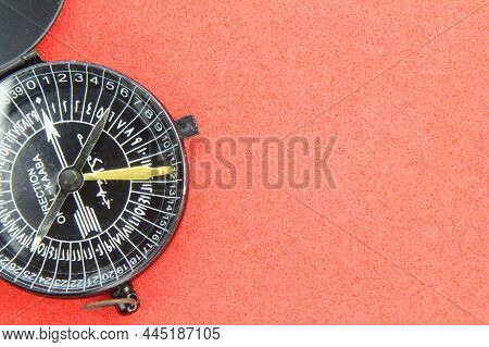Black Qibla Compass With Copy Space On The Edge