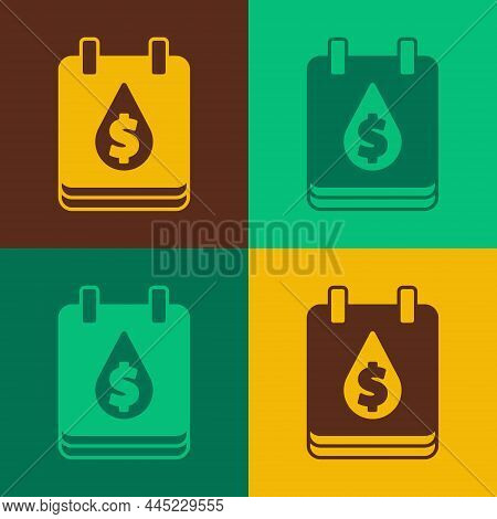 Pop Art Oil Drop With Dollar Symbol Icon Isolated On Color Background. Oil Price. Oil And Petroleum 