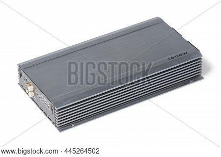 Powerful Car Low Frequency Amplifier For Speaker System Isolated On White