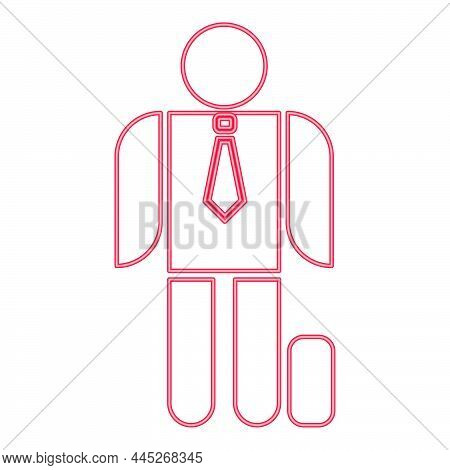 Neon Businessman With Case Red Color Vector Illustration Image Flat Style Light