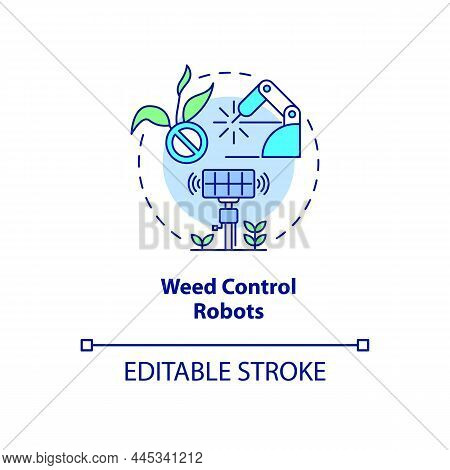 Weed Control Robots Concept Icon. Robotics In Agriculture Abstract Idea Thin Line Illustration. Farm