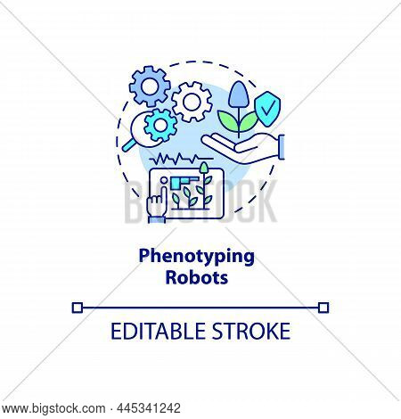Phenotyping Robots Concept Icon. New Crop Varieties Development Abstract Idea Thin Line Illustration