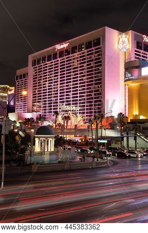 Las Vegas, Nv - December 30 2021: Traffic In Front Of The Flamingo Hotel In Las Vegas