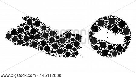 Vector Mosaic El Salvador Map Of Flu Virus Items. Mosaic Geographic El Salvador Map Constructed As S