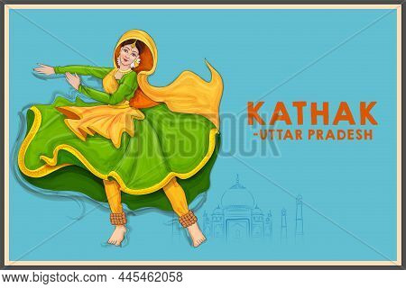 Woman Performing Kathak Dance Traditional Folk Dance Of Uttar Pradesh, India