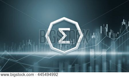 3d Rendering Ergo Cryptocurrency Coin On Colorful Background, Cryptocurrency Concept Color Art