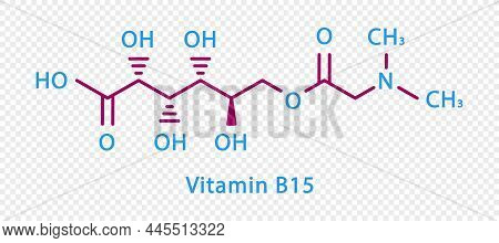 Vitamin B15 Chemical Formula. Vitamin B15 Structural Chemical Formula Isolated On Transparent Backgr