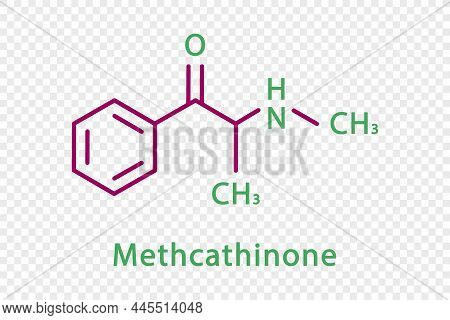 Methcathinone Chemical Formula. Methcathinone Structural Chemical Formula Isolated On Transparent Ba