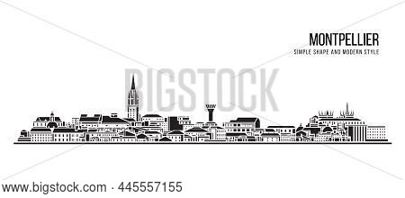 Cityscape Building Abstract Simple Shape And Modern Style Art Vector Design - Montpellier City