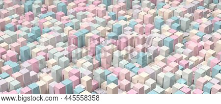 Structure Of Rectangles Of Different Heights. Abstract Geometric Isometric Background In Different P