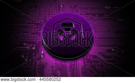 3d Renderingcrypto Com Cryptocurrency Coin On Colorful Background, Cryptocurrency Concept Color Art